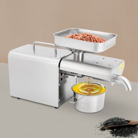 Presse à huile de 750 W, presse à huile automatique à froid et à chaud, en acier inoxydable, adaptée à l'extraction d'huile d'arachide, de sésame, de noix, d'amandes et de colza. (1/5)