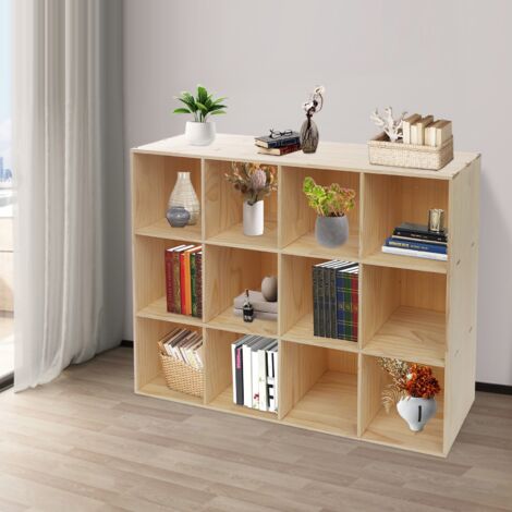 Étagère cubique à 12 compartiments, bibliothèque, étagère sur pied, bibliothèque ouverte à trois niveaux, idéale pour une chambre d'enfant, un salon ou un bureau, 90 x 30 x 120 cm (1/5)
