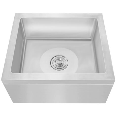 Bac à serpillère en acier inoxydable — Bac de lavage professionnel, évier de cuisine, bac à serpillère sur pied, 48 cm × 56 cm × 30 cm, sans rebord anti-éclaboussures (1/5)