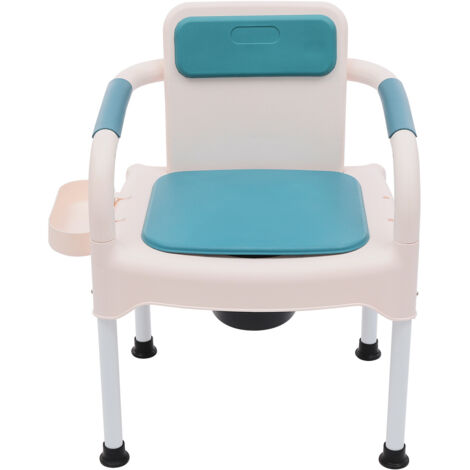 Chaise percée de chevet, toilettes portables pour adultes, siège de toilettes avec accoudoirs, antidérapant, anti-odeurs, adapté aux personnes handicapées et aux personnes âgées (bleu) (1/5)