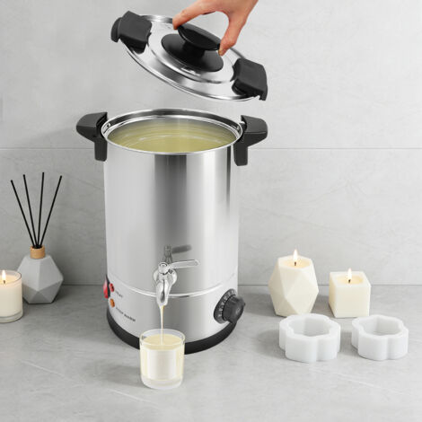 Fondeur de cire 8 L, cuve de fusion de cire 1 800 W, grande machine professionnelle à fabriquer des bougies avec bec verseur et régulateur de température pour un usage domestique