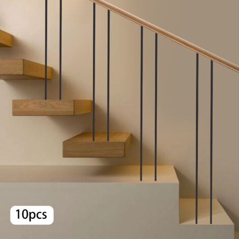 Poteaux de balustrade en fer forgé, lot de 10 poteaux métalliques pour terrasse, poteaux creux de 44 x 1/2 pouces, poteaux de rampe d'escalier (10 poteaux droits), sans socle