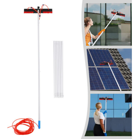 Perche télescopique pour l'eau, nettoyage des installations photovoltaïques, perche télescopique de 1 à 7,4 m avec brosse de 55 cm, brosse de lavage télescopique, nettoyage des modules solaires (1/5)