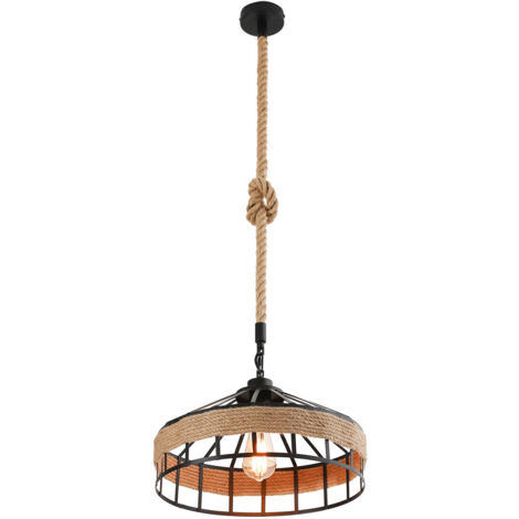 Lustre en corde de chanvre 40 W Vintage élégant Suspension Loft Htel Décor LED E27 (1/5)