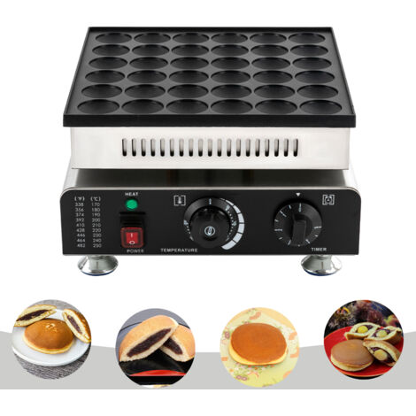 Mini-machine à muffins, machine à muffins 36 cavités, machine à gaufres électrique 900 W, machine à crêpes ronde sans couvercle, 50-300 °C (1/5)