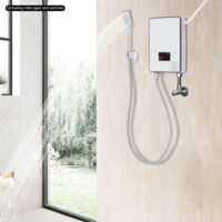 Mini chauffe-eau électrique, chauffe-eau instantané, chauffe-eau de douche, système d'eau chaude instantanée avec pomme de douche, chauffe-eau de douche, utilisation dans la salle de bain, 6500 W