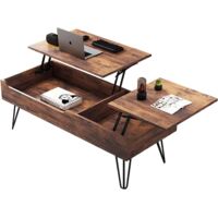 Mutital-Table basse relevable rectangulaire 120x50 cm avec double plateau et grand rangement – Structure MDF et métal – Montage facile