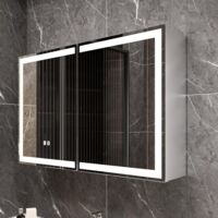 Mutital Armoire murale de salle de bain avec miroir 80x60 cm – Rangement optimisé – Éclairage LED intégré – Fonction anti-buée – Interrupteur tactile – Blanc