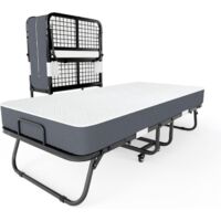 Mutital Lit d’appoint pliant 90x200 cm 1 personne – Matelas mousse confortable – Avec roulettes – Facile à assembler – Gain de place – Idéal chambre d’amis & camping