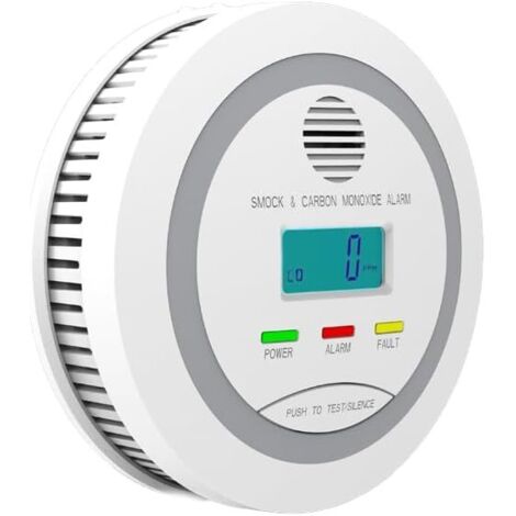 Détecteur combiné fumée et monoxyde de carbone 2 en 1 – Alimentation par piles – Écran LCD – Facile à installer pour maison et appartement (1/5)
