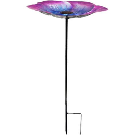 Bain d’oiseaux en métal pour extérieur – Plateau fleur piqueté – Décoratif pour jardin, cour et pelouse – Petit bain pour oiseaux Violet (1/5)