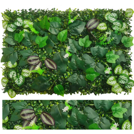 Lot de 4 panneaux mur végétal artificiel 40x60 cm – Pour intérieur et extérieur, maison, jardin, bureau, café, mariage (1/5)