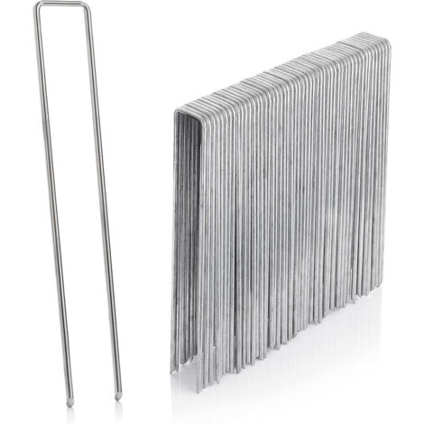 Lot de 30 agrafes de jardin 150x30 mm – Piquets de fixation en acier galvanisé en U pour toile de paillage, clôture et grillage (1/5)