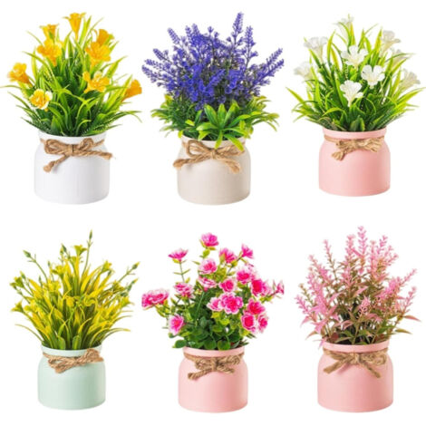 Lot de 6 mini plantes artificielles en pot – Décoration pour chambre, salon, salle de bain, bureau et cuisine, parfait pour la maison (1/5)