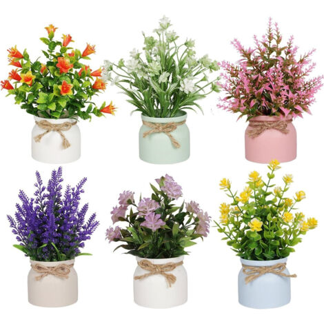 Lot de 6 mini plantes artificielles en pot – Décoration pour chambre, salon, salle de bain, bureau et cuisine, parfait pour la maison (1/5)