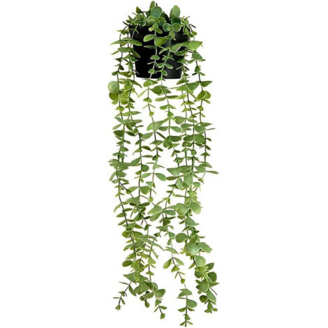 Plante verte artificielle tombante 56 cm – Eucalyptus décoratif en pot, pour décoration intérieure et extérieure (1/5)