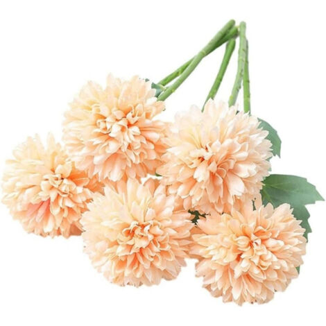 Lot de 12 fleurs décoratives artificielles – Bouquets d’hortensia 28 cm, idéals pour maison, jardin et fêtes,Champagne (1/3)