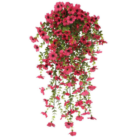 Bouquet artificiel de violettes 76 cm – Suspension murale réaliste, durable et anti-UV pour maison et jardin,Fuchsia (1/5)