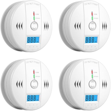 Lot de 4 Détecteurs de CO à Piles – Alarme Monoxyde de Carbone Écran Numérique pour Sécurité Maison (1/5)