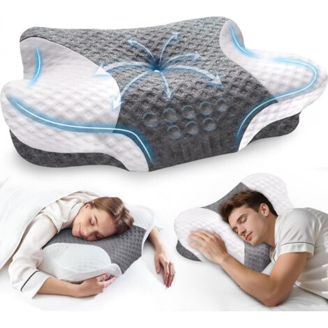 Oreiller Cervical Mémoire de Forme – Ergonomique, Orthopédique, Ajustable, Soutien Nuque et Housse Respirante, Confort Sommeil