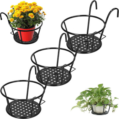 3 Jardinières Rondes Suspendues en Métal – Supports pour Plantes et Fleurs, Balcon, Terrasse, Véranda et Intérieur/Extérieur (1/5)
