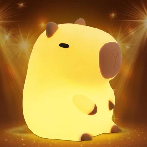 Veilleuse Capybara en silicone, LED tactile, dimmable, minuterie, rechargeable et portable, parfaite pour chambre d’enfant (1/5)