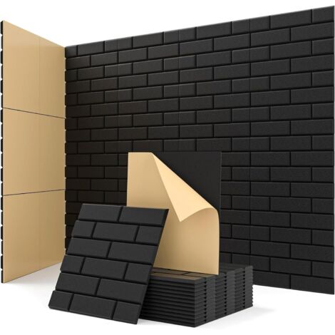 Lot de 12 Panneaux Acoustiques 30x30 cm – Autocollants Noir (1/5)