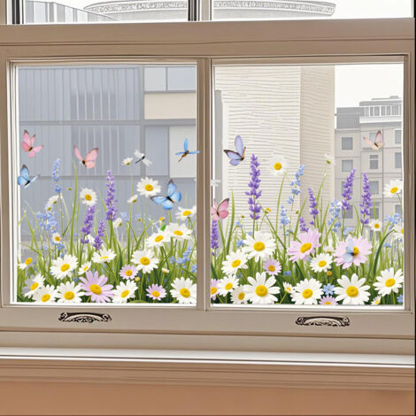 Autocollant Fenêtre Fleurs – Sticker Décoratif Réutilisable (1/5)