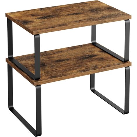 Lot de 2 Étagères de Cuisine Extensibles – Support Rangement Épices Métal Bois (1/5)