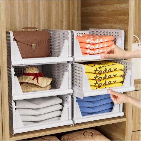 Lot de 5 organisateurs de placard empilables – Boîtes de rangement en plastique pour armoire, cuisine et tiroirs (1/5)