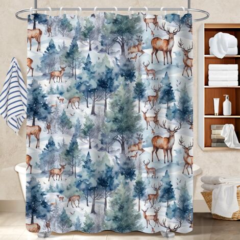Ensemble rideau de douche polyester avec anneaux 180x180 original polyester pour salle de bain pour accueillir l’été dans sa maison (1/5)