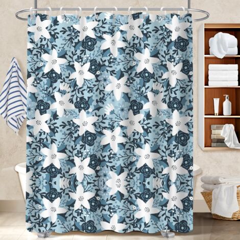 Voile de douche fluide en polyester 180x180 bordure lestée polyester pour salle de bain pour mur irrégulier (1/5)