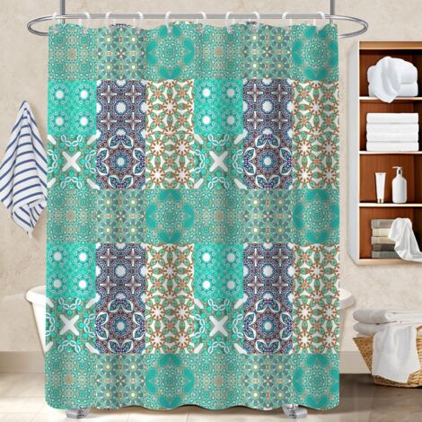 Voile de douche polyester 180x180 avec 12 œillets rideau étanche pour une déco unique (1/5)