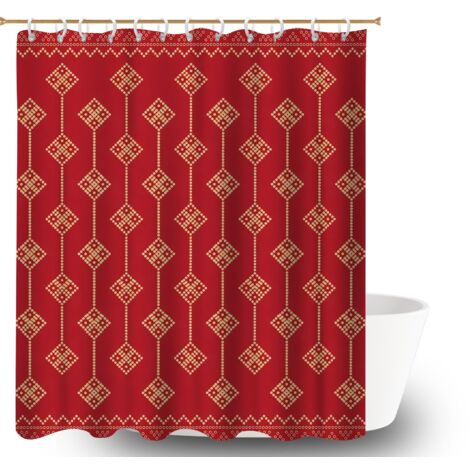 Voile de douche polyester 180x180 souple et fluide rideau imperméable pour une ambiance tropicale et dépaysante (1/5)