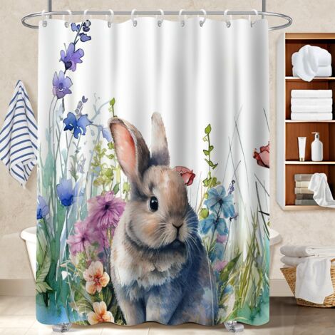 Rideau de bain imprimé polyester 180x180 déco d‘intérieur rideau séchage rapide pour logement étudiant (1/5)