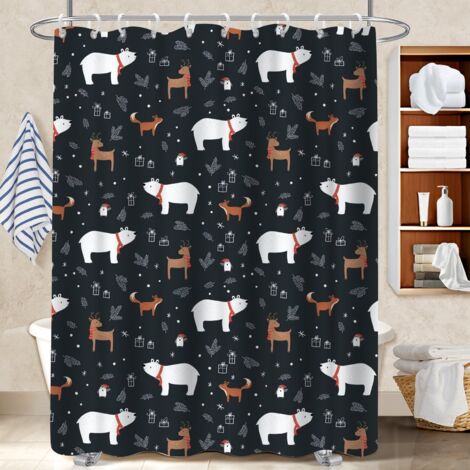 Rideau douche polyester 180x180 imperméable rideau séchage rapide pour offrir à noël ou un anniversaire (1/5)