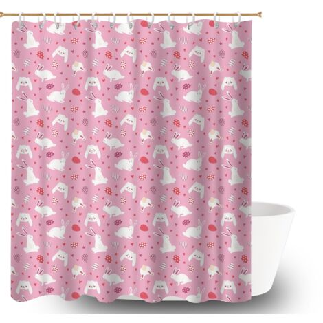Ensemble rideau de douche polyester avec anneaux 180x180 séchage rapide séparation douche pour maison de vacances au bord de la mer (1/5)