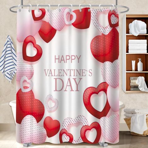 Rideau de douche tissu polyester 180x180 avec anneaux séparation douche pour décoration salle de bain (1/5)