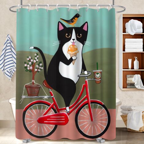 Rideau de bain en polyester 180x180 poids aux ourlets voile de douche pour dans une salle de bain design (1/5)