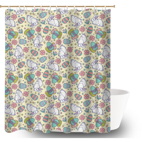 Rideau de douche tissu polyester 180x180 avec 12 œillets séparation douche pour nouvelle déco pour la rentrée (1/5)