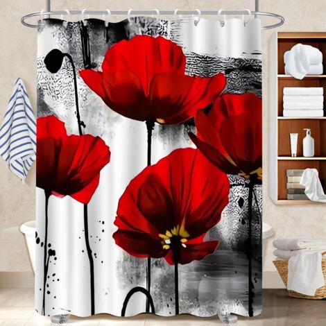 Kit rideau de douche en polyester 180x180 pratique rideau étanche pour une touche de gaieté et de couleur (1/5)