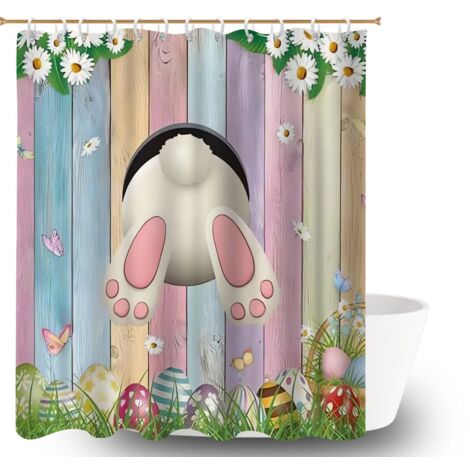 Kit rideau de douche en polyester 180x180 Élégant bâche de douche pour maison de campagne (1/5)