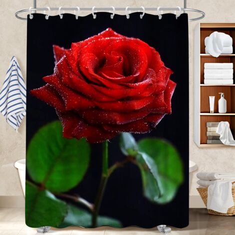 Ensemble rideau de douche polyester avec anneaux 180x180 Épais séparation douche pour maison secondaire (1/5)