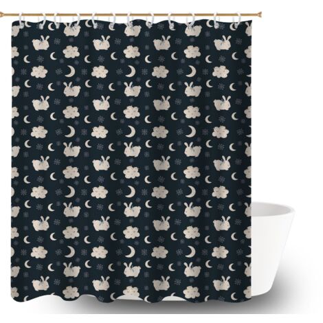 Rideau de bain imprimé polyester 180x180 souple et fluide rideau séchage rapide pour avec accessoires assortis (1/5)
