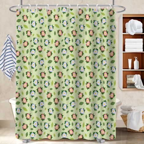 Voile de douche fluide en polyester 180x180 bordure lestée rideau séchage rapide pour baignoire asymétrique (1/5)
