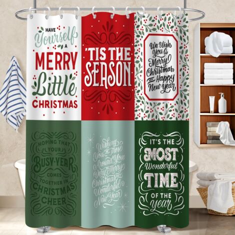 Ensemble rideau de douche polyester avec anneaux 180x180 avec œillets protection douche pour salle de bain (1/5)