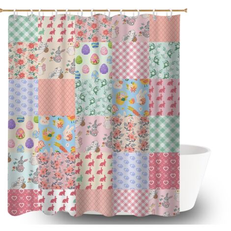 Voile de douche polyester 180x180 poids lesté bâche de douche pour salle de bain avec douche à l’italienne (1/5)