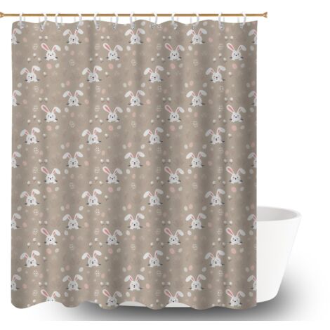 Ensemble rideau de douche polyester avec anneaux 180x180 léger polyester pour salle de bain pour créer une ambiance spa (1/5)