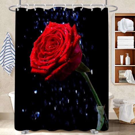 Kit rideau de douche en polyester 180x180 avec motif rideau séchage rapide pour jeune couple emménageant (1/5)