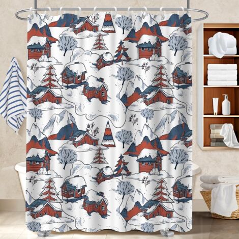 Rideau de bain imprimé polyester 180x180 décoratif rideau séchage rapide pour jeune couple emménageant (1/5)